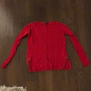 Red sweater with zippers